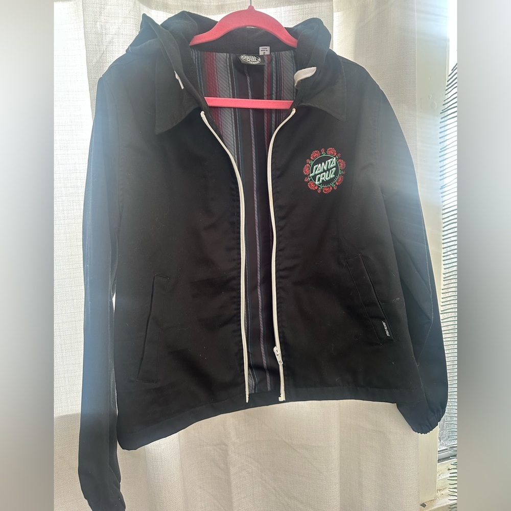 Santa Cruz Black Jacket with Old school Rose Design